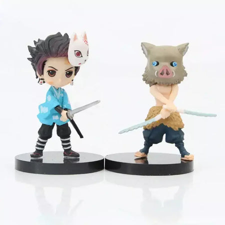 6 pçs/set 6cm Anime Demon Slayer Boneca Brinquedo Q Posket Kimetsu No Yaiba Kamado Tanjirou Kamado Nezuko Agatsuma Figuras de Ação Presentes