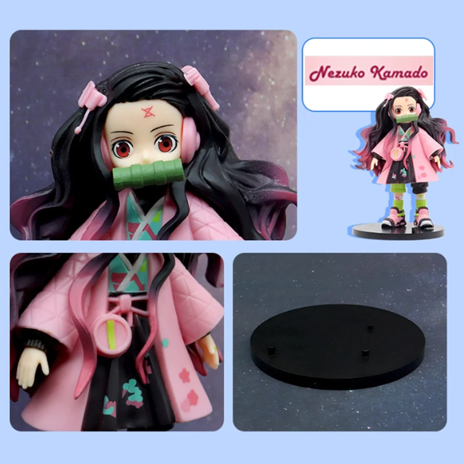 Anime 15cm demon slayer figura nezuko tanjirou zenitsu inosuke kyoujurou giyuu kawaii qposket pvc modelo brinquedos crianças presente