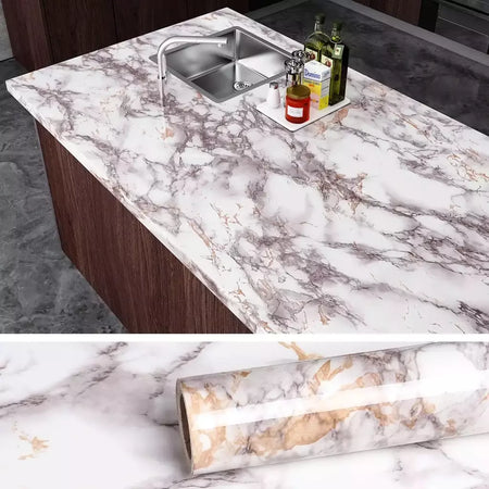 Papel de parede autoadesivo de mármore, Oil Proof, Adesivos em rolos para cozinha, Impermeável, Papel de contato para parede do banheiro