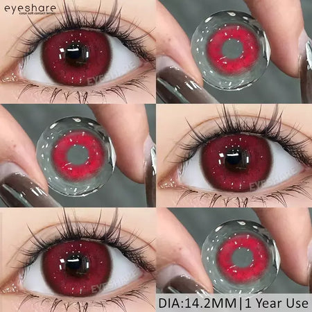AMARA 1 par de lentes de contato coloridas para olhos, lentes azuis para cosplay de anime, lentes coloridas roxas, rosa y2k, lentes vermelhas coloridas