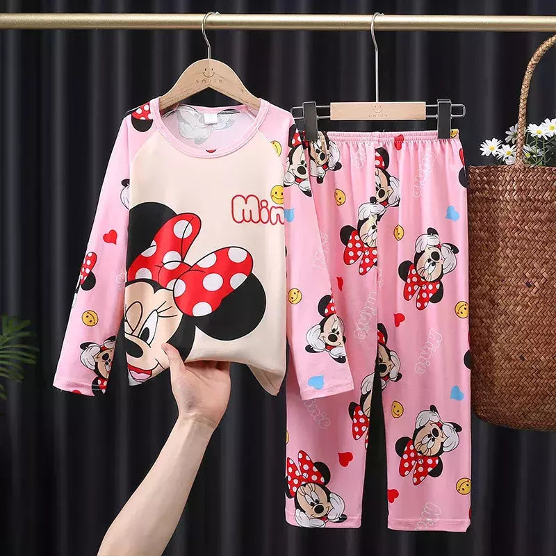 Crianças Minnie Elsa Duck Pijamas dos desenhos animados, roupas infantis para casa, conjuntos para meninos e meninas, terno de viagem, casual, novo, 2 peças por conjunto