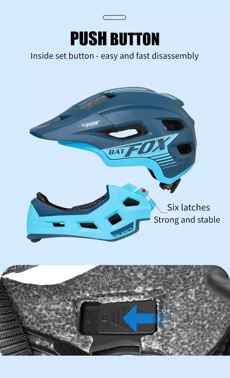 Batfox crianças rosto cheio capacete da bicicleta destacável downhill crianças ciclismo motocicleta skate esportes corrida capacete de bicicleta