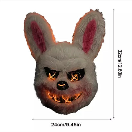 Nova luz led halloween cosplay máscara facial festa mostrar palco maquiagem horror sangrento coelho urso máscara dos desenhos animados carnaval cabeça capa