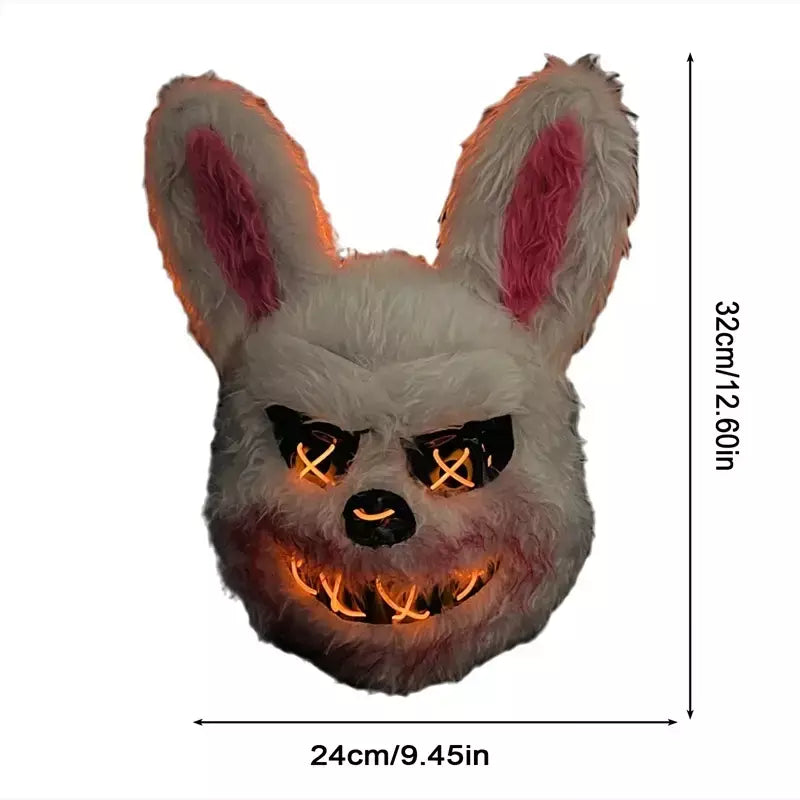 Nova luz led halloween cosplay máscara facial festa mostrar palco maquiagem horror sangrento coelho urso máscara dos desenhos animados carnaval cabeça capa