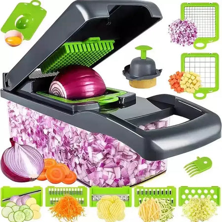 Cortador de vegetais multifuncional, ferramenta de cozinha, picador de alimentos 5 em 1 para tomate, cenoura, queijo, cebola, fatiador portátil, ralador