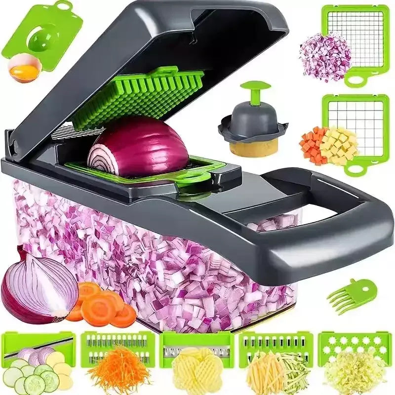 Cortador de vegetais multifuncional, ferramenta de cozinha, picador de alimentos 5 em 1 para tomate, cenoura, queijo, cebola, fatiador portátil, ralador