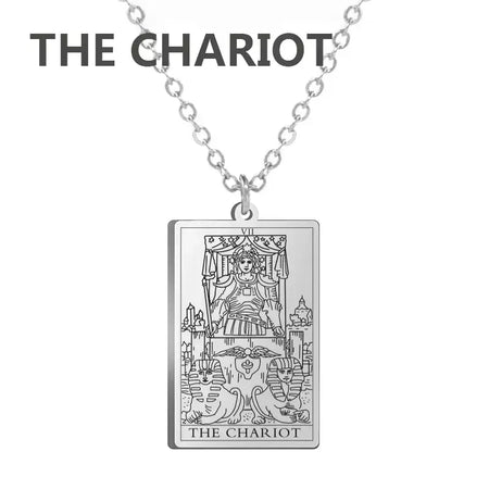 Dawapara cartas de tarô colar feminino colar de aço inoxidável riqueza amuleto clássico tarô grandes arcanos adivinhação charme jóias