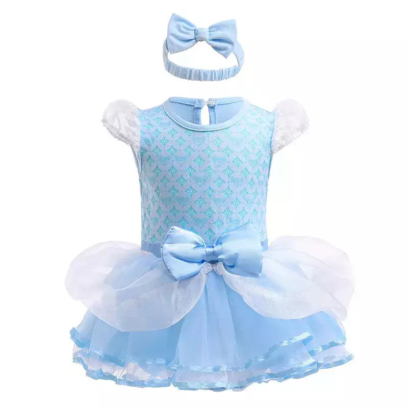 Baby Romper TUTU Vestido Com Headband Infantil Baby Princess Girl Roupas Tamanho 3-18M Cute Design Baby Dress Party Trajes