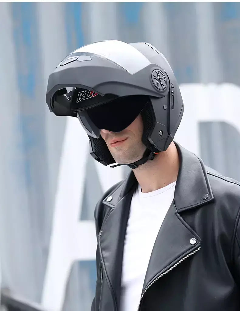 DOT Aprovado Capacete de corrida de motocicleta, lente dupla legal, cara cheia, piloto quente, modular, inverno