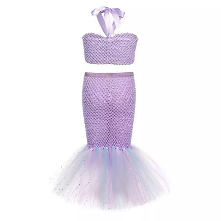 Meninas escala roxa princesa sereia ariel cosplay vestido de halloween vestido de festa de aniversário meninas verão praia vestido de férias