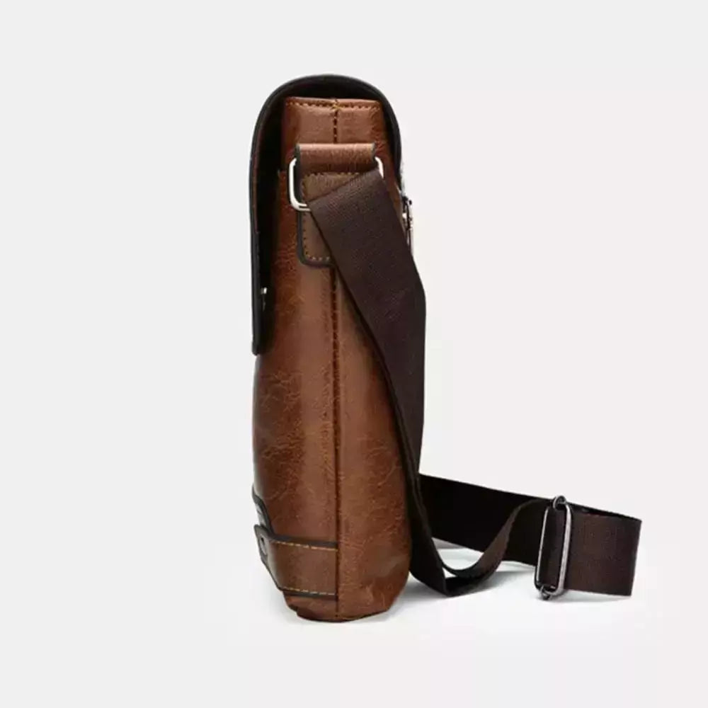 Maleta de couro PU para homens, sacola nova, bolsa de computador retro, designer lateral, bolsa crossbody mensageiro, bolsa de ombro portátil