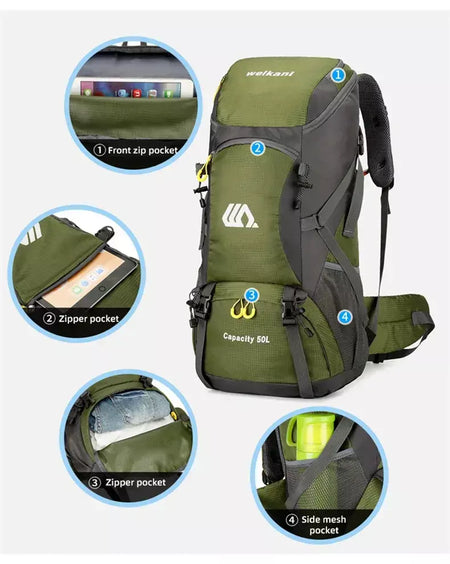 50l mochila de viagem acampamento dos homens grande caminhadas saco turista à prova dwaterproof água esportes ao ar livre escalada montanhismo saco bagagem