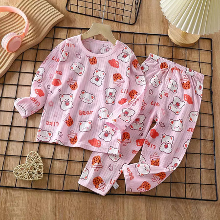 Conjunto de pijamas de manga comprida infantil, Seção fina, Roupa de bebê, Roupa doméstica, Meninos, Meninas, Crianças, Verão, Novo, 2022