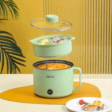Panela elétrica de arroz multifuncional, 1,8l, pan de aquecimento, macarrão, ovos, sopa, vaporizador, antiaderente, eletrodoméstico