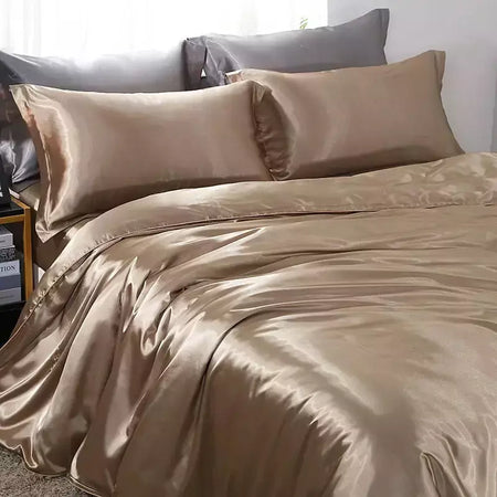 Luxo Satin Bedding Set Capa de edredão com fronha Estilo Europeu King Queen Size Confortável Bed Set Covers Folha de linho