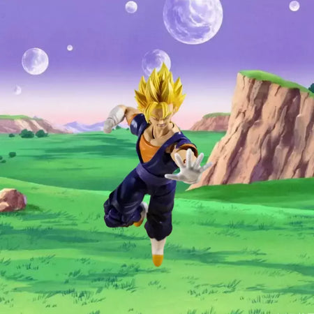 Dragon Ball Z SHF Vegetto Figura de ação Super Saiyan SSJ Cartão Vegetto Goku Vegeta Anime Modelo Brinquedo Estátua de PVC Coleção Presentes