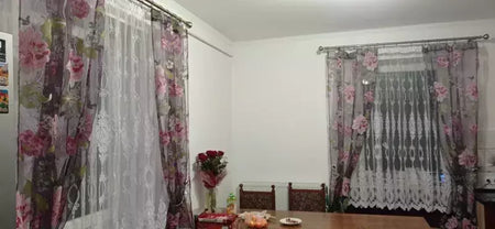 Tule Floral em Cortinas Puras, Tratamento Janela, Painel Persianas, Sala de estar, Quarto, Cozinha, Sombra, Roxo, Peônia