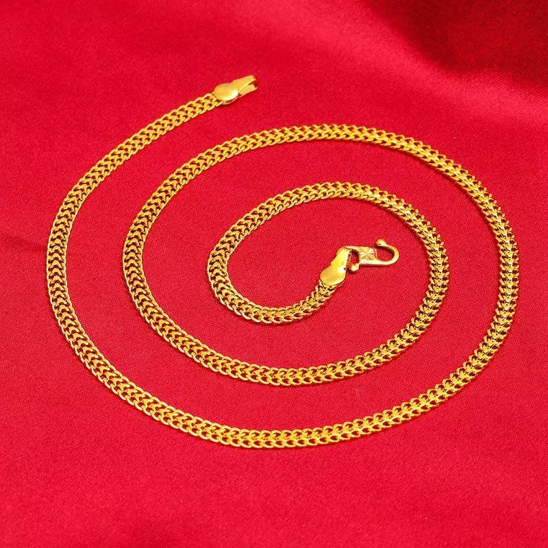 Feminino 9999 24k ouro real massa frita torção corrente colar de ouro moda massa frita torções colar de jóias de ouro