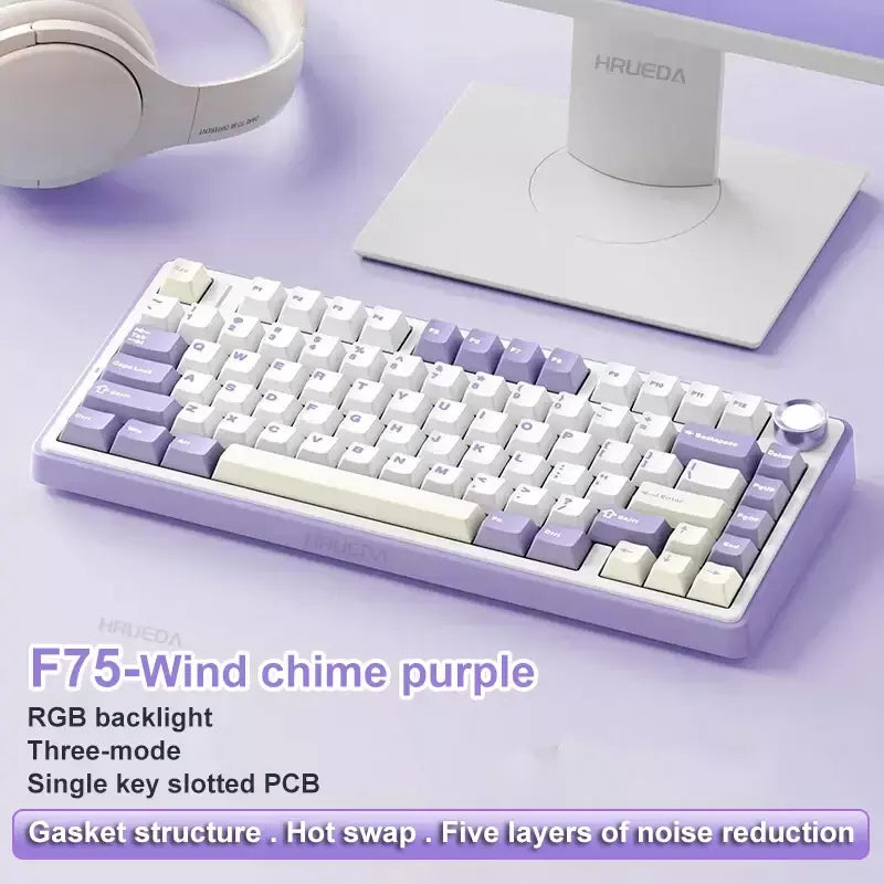 AULA F75 2.4G Teclado mecânico para jogos sem fio/Bluetooth/com fio RGB personalizado 75% layout OEM estrutura de junta de perfil