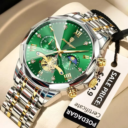 Poedagar luxo relógio masculino topo original à prova dwaterproof água luminosa cronógrafo homem relógio de pulso aço inoxidável quartzo relógios masculinos reloj