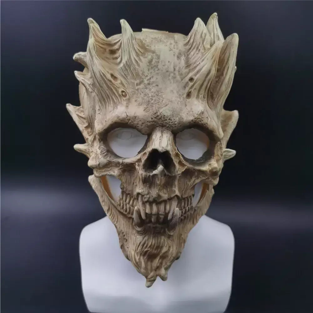 Máscara de esqueleto de demônios de Halloween assustador ossos antigos crânio meia máscara facial máscara skinny de adereços de terror sombrios