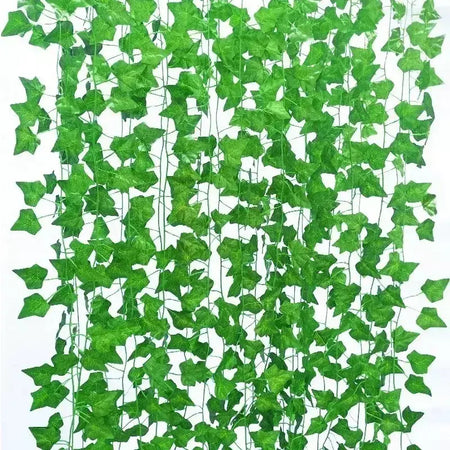 Folha de hera verde artificial rattan trepadeira folhas videira pendurado guirlanda diy flores falsas plantas para jardim festa de casamento decoração de casa