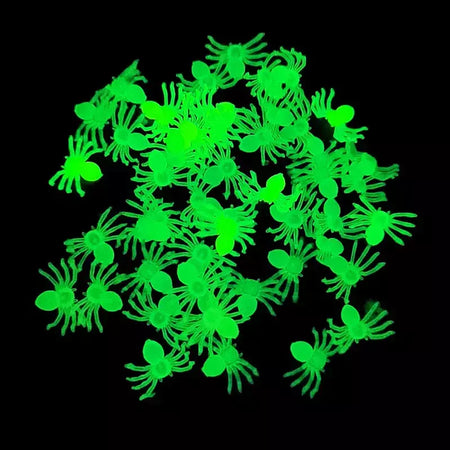 50 pçs halloween aranhas luminosas mini horror aranha brilho no escuro decorações de festa de halloween casa assombrada adereços assustadores