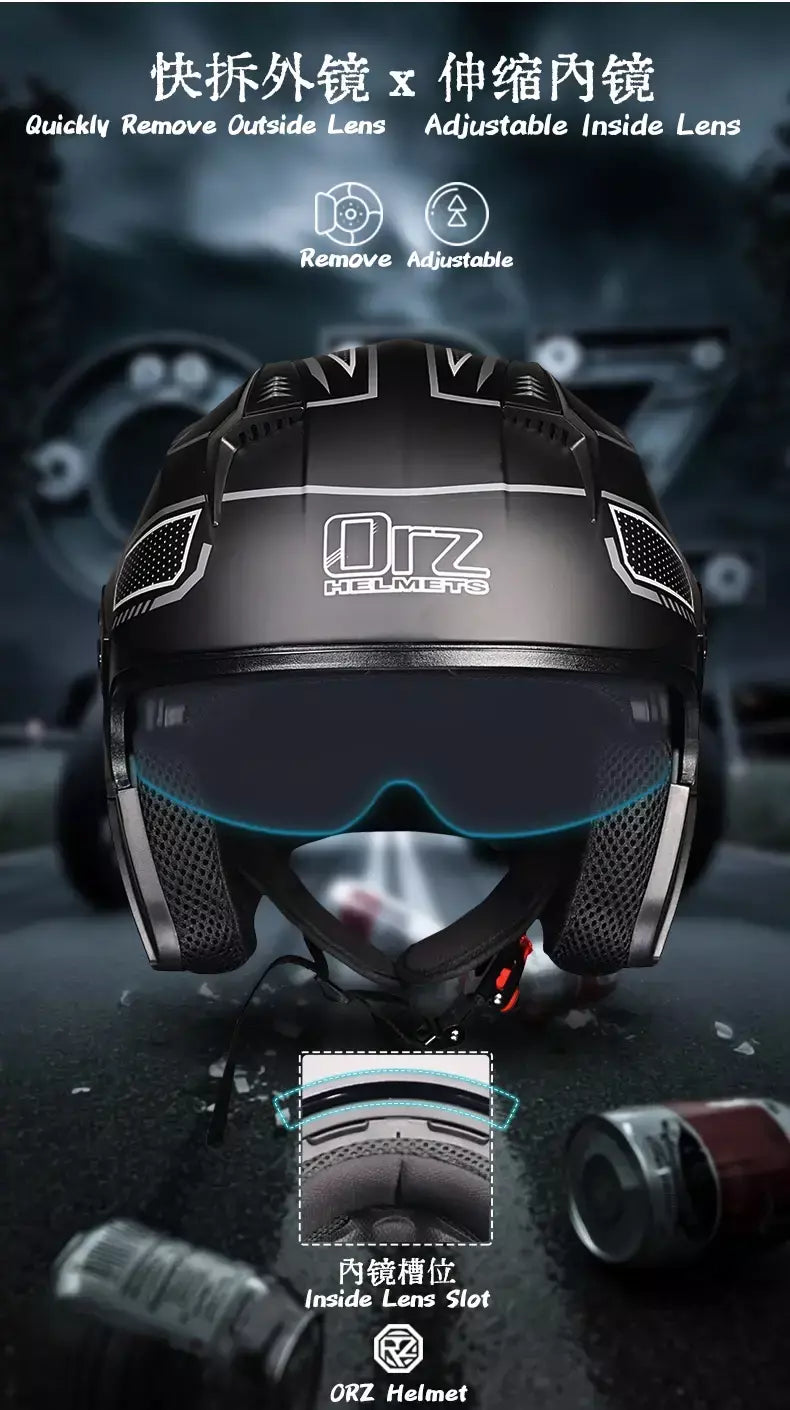 2025 mais recente capacete da motocicleta de alta qualidade metade cobrindo lente dupla cascos para motos masculino feminino casal capacetes de moto