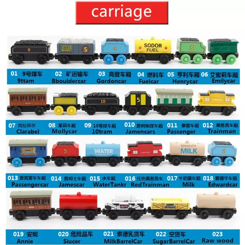 10 pçs/set trens de madeira magnética brinquedos pista veículo ferroviário locomotiva de madeira modelo de transporte para thomaing trem brinquedo presente crianças