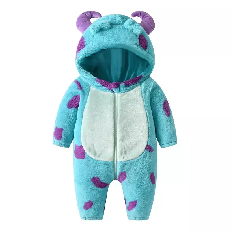 2023-07-25 Lioraitiin 0-3years infantil bebê menino menina macacão de lã chifre com capuz quente engrossar inverno macacão outwear snowsuit