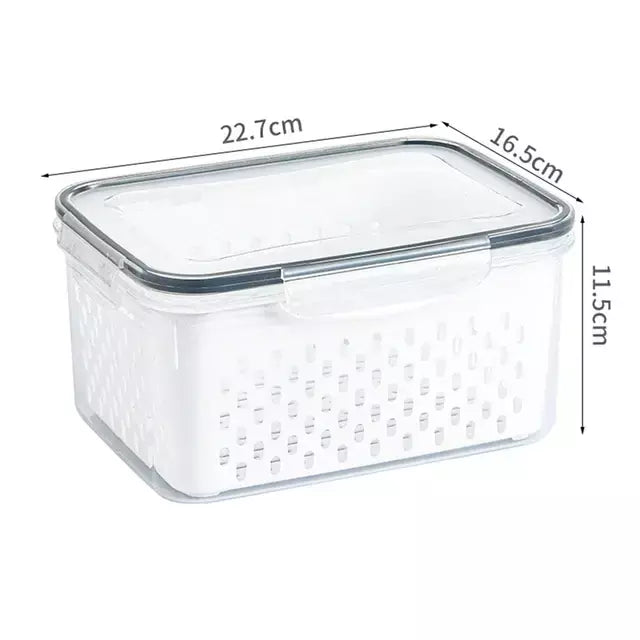 Caixa de armazenamento de geladeira organizador de frutas vegetais frescos caixas de drenagem cesta recipientes de armazenamento despensa organizadores de cozinha