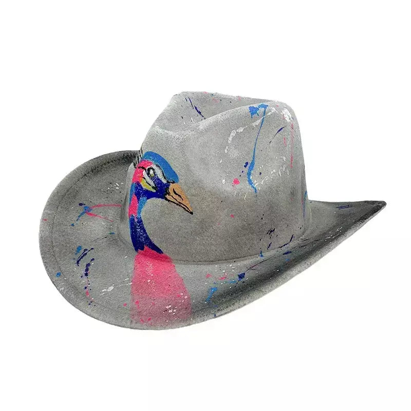 Chapéu de festa de Halloween, desempenho de máscaras coloridas pintadas à mão, adereço de festival fantasma, chapéu de cowboy de Natal