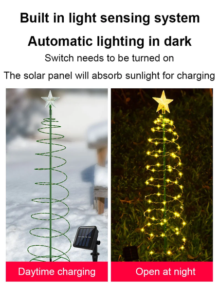Natal luz solar led luminosa árvore de natal ornamento ao ar livre à prova dwaterproof água lâmpada decorativa corda festival decorações do jardim