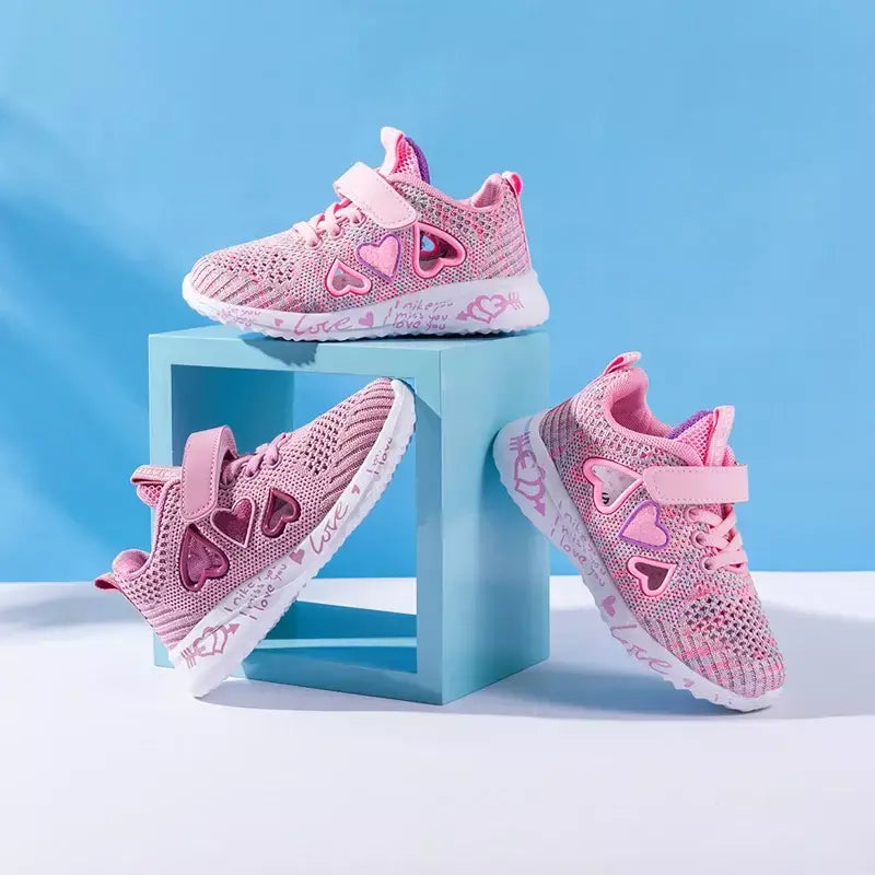 Meninas sapatos casuais luz malha tênis crianças verão primavera outono tenis bonito esporte dos desenhos animados feminino correndo meia calçado