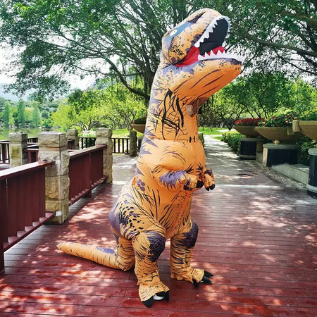Adulto crianças trajes de dinossauro inflável terno vestido anime festa cosplay carnaval purim traje de halloween para homem mulher