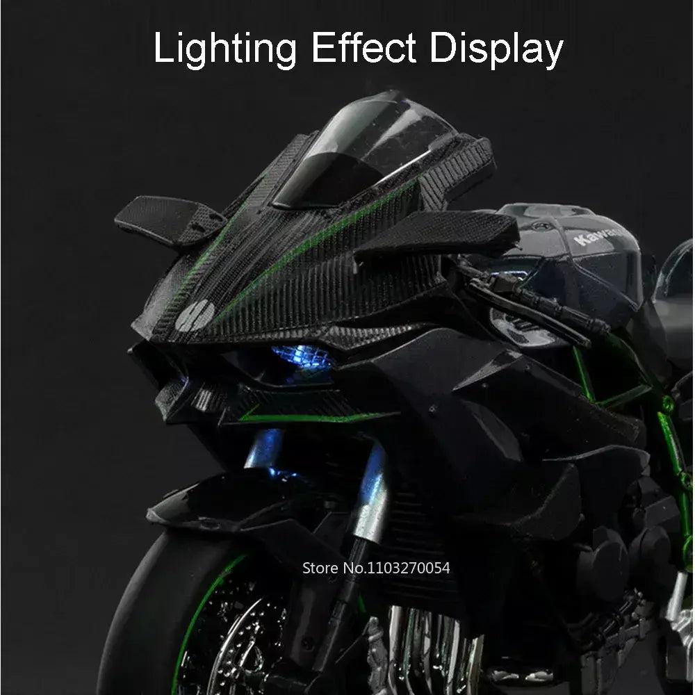 1:12 kawasaki h2r bwm s1000rr liga motocicleta brinquedos diecast carro em miniatura roda dianteira direção moto crianças presente de natal