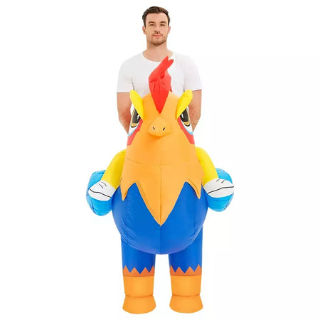 Adulto galo inflável traje engraçado unicórnio elk animais terno inflável halloween carnaval meio corpo explodir terno para cosplay