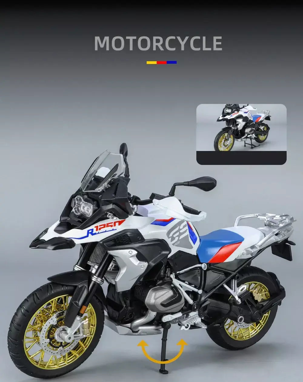 1/9 r1250 gs adv liga de corrida motocicleta diecasts rua esportes motocicleta modelo simulação com luz coleção crianças brinquedos presente