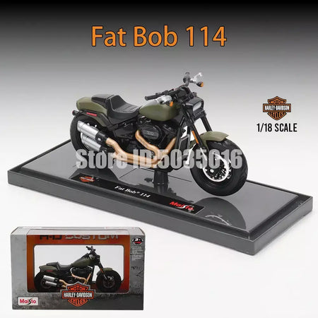 Maisto 1:18 Harley-Davidson Motocicleta 2022 Road King 2022 Fat Bob 114 Liga Modelo de Motocicleta Coleção de Carros de Brinquedo