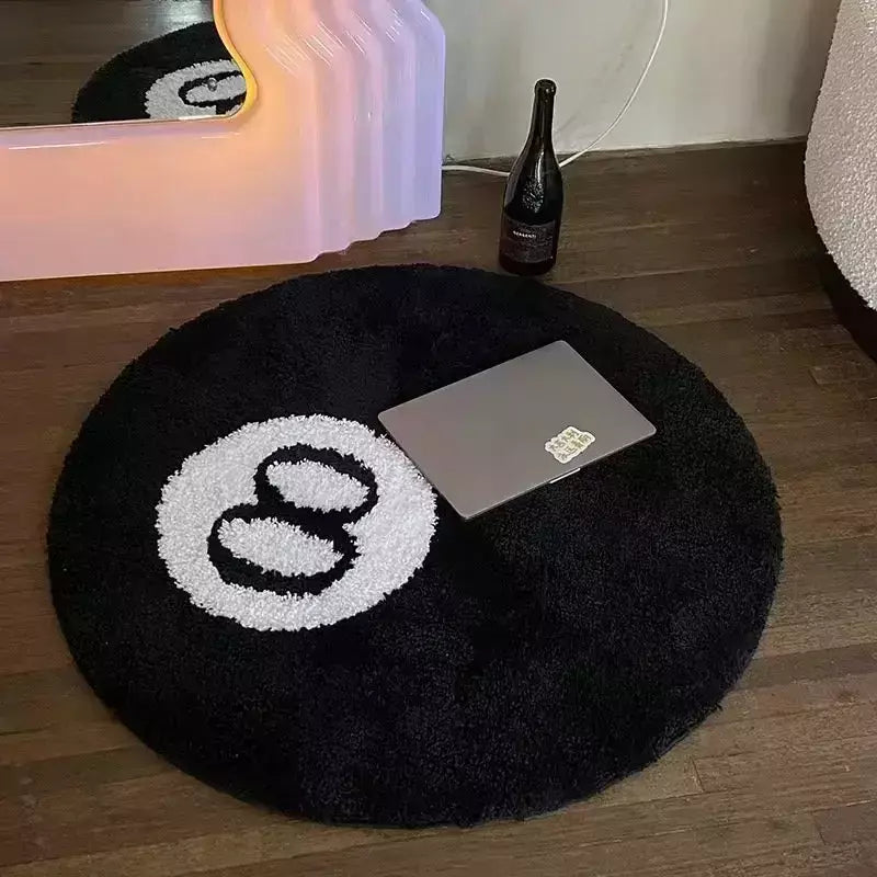 Tapete de bilhar redondo simulado, Tapete de 8 bolas, Tapete de cadeira macia de caxemira, Tapetes antiderrapantes, Quarto Vintage Black Carpet Drop