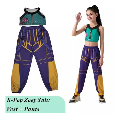 2025 crianças zoey mira rumi impressão 3d cosplay traje halloween carnaval k-pop caçadores menina grupo ídolo role play vestir-se outfit