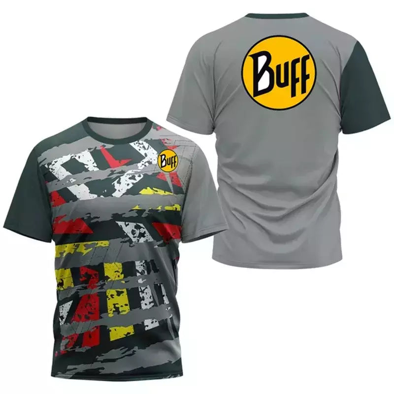 Camisa de tênis com gola O respirável masculina, camiseta estampada, secagem rápida, manga curta, fitness, corrida, esportes ao ar livre, verão