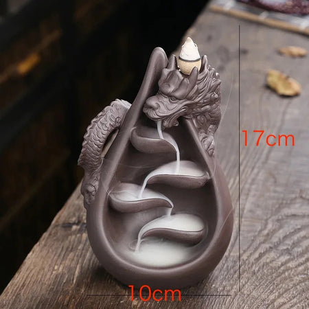 Handmade cerâmica incenso queimador, Retro Zen incenso vara titular, Dragon Cachoeira, Backflow Censer, Sala de estar artesanato ornamento