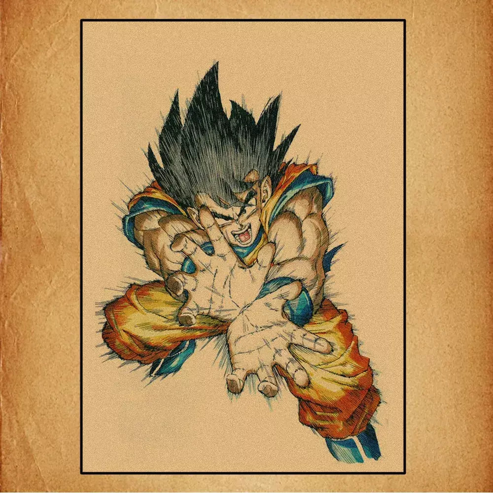 Japonês em torno do anime retro dragon ball cartaz goku gohan vegeta piccolo friza pintura em tela impressão arte da parede presente das crianças