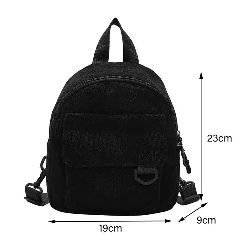 Mini mochila feminina, mochila escolar de veludo simples pequena, grande capacidade, mochila feminina durável, monocromática, casual, viajando, moda