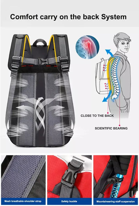 Nova mochila de viagem unissex, feminina e masculina, caminhadas ao ar livre, montanhismo, grande capacidade, leve, ciclismo, acampamento