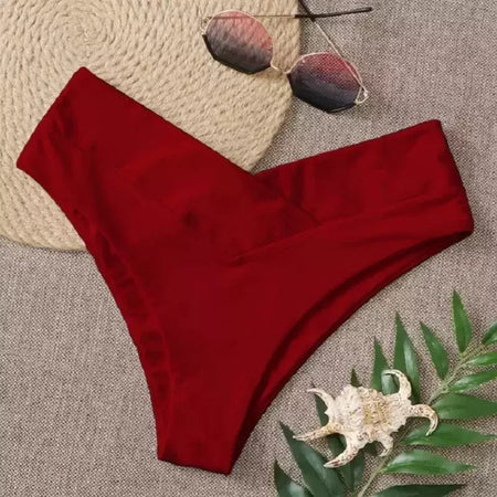 Tanga brasileira de biquíni para mulheres, semi-banho, roupa de praia sexy V cheeky, banho preto para senhoras, natação