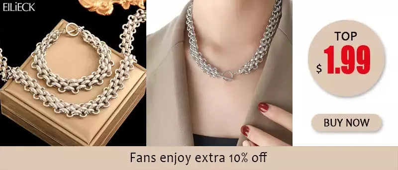 Eilieck 316l aço inoxidável metal charme corrente colar jóias de declaração 18k pvd banhado colar de pescoço corrente para mulher