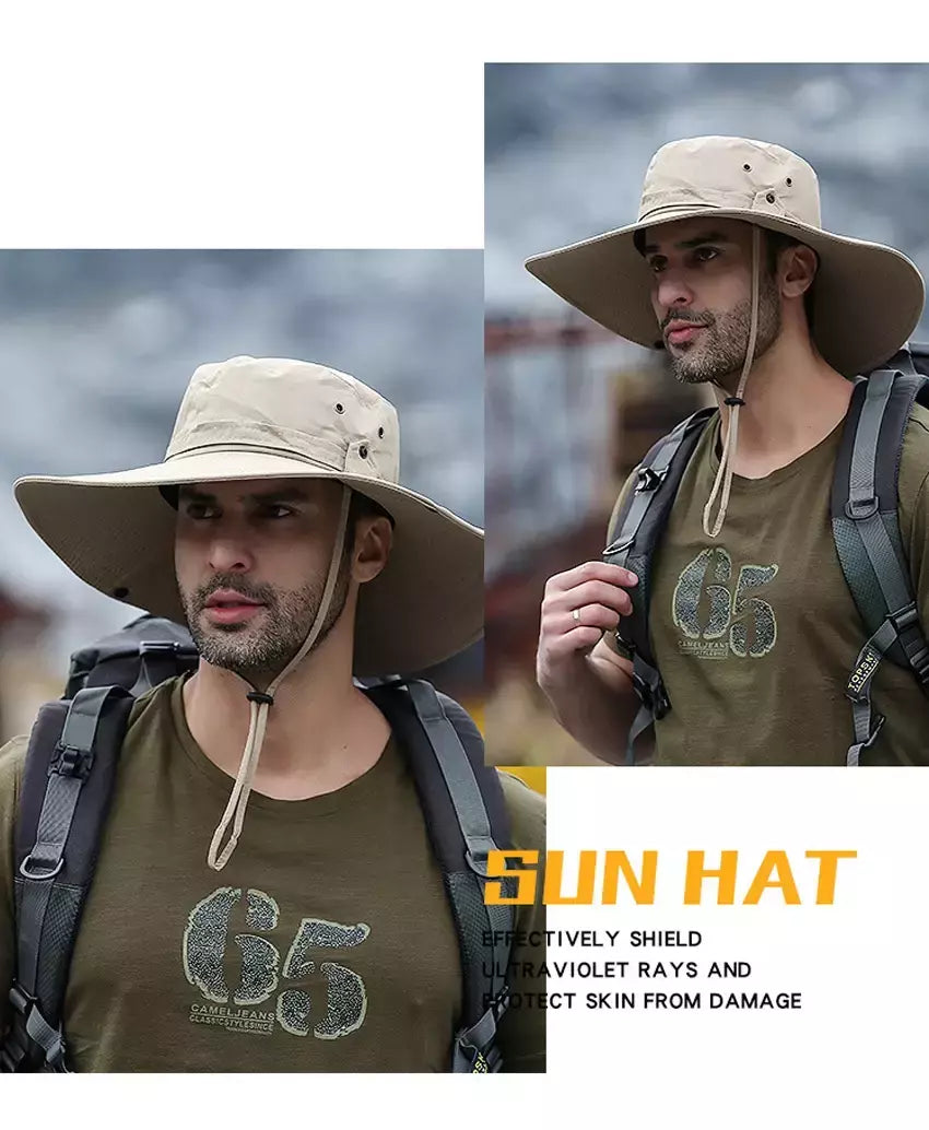 Tampão solar anti-UV respirável masculino, aba larga grande, chapéu de balde, chapéu de vaqueiro, pesca ao ar livre, caminhada, praia, malha, moda verão, novo, 2024