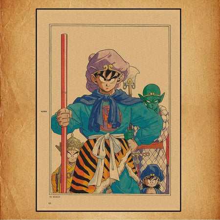 Japonês em torno do anime retro dragon ball cartaz goku gohan vegeta piccolo friza pintura em tela impressão arte da parede presente das crianças